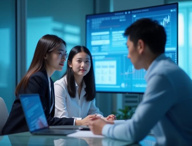 オンラインビデオ通話で収納の専門家と話す女性