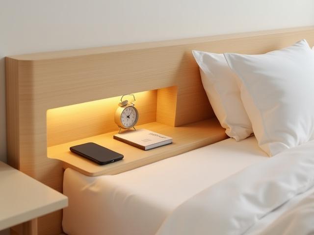 ヘッドボード一体型のニッチ棚