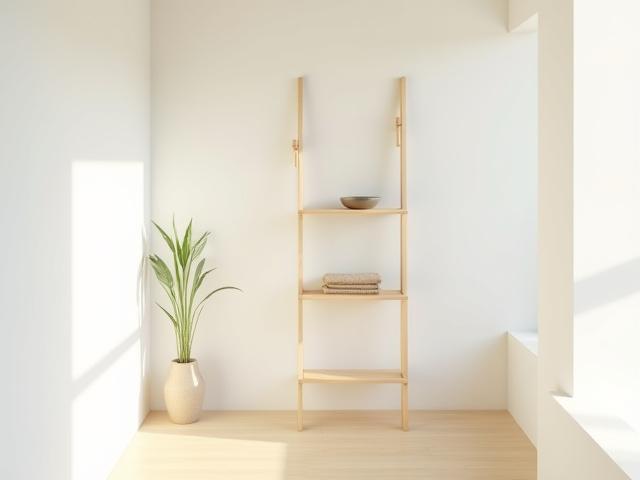 壁に立てかけるラダーシェルフ