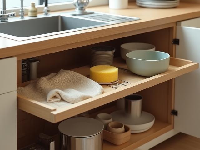 シンク下の隙間を活用するスライド棚